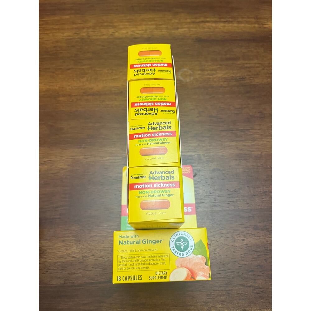 4 PACK Dramamine Advanced Herbals NonDrowsy Motion Sickness Relief 18ct EXP11/26